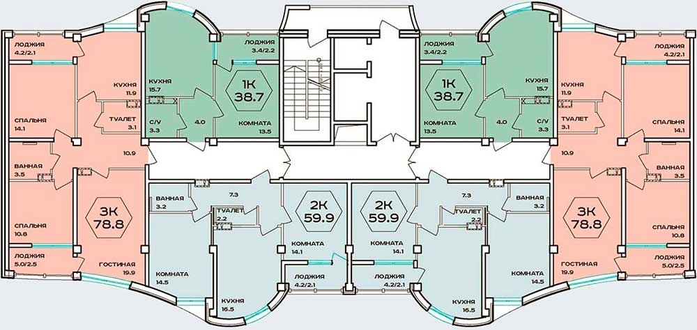 План типового этажа ЖК Барселона